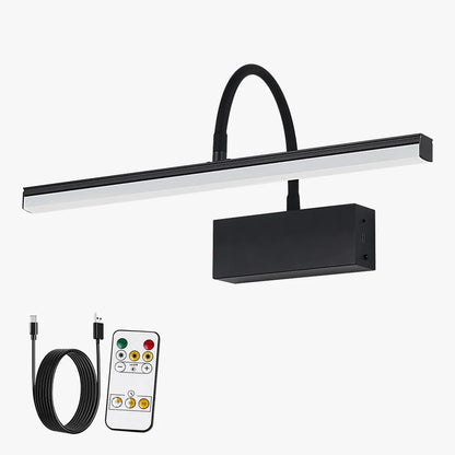 Cordless picture light with USB-C charging cable and remote control