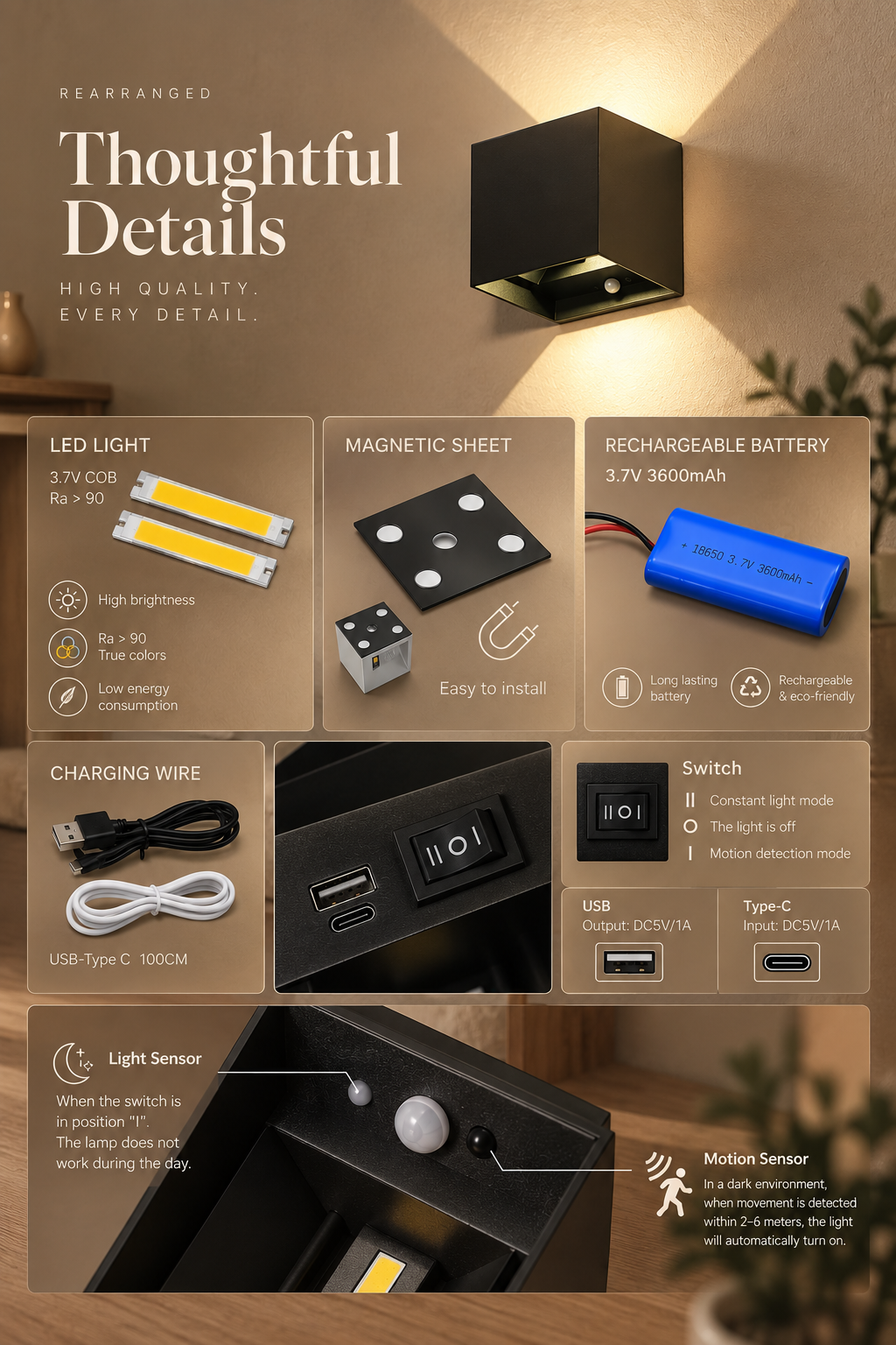 Cube Cordless Wall Sconce