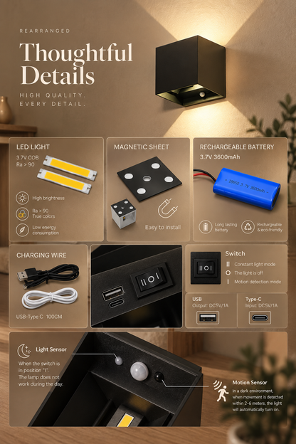 Cube Cordless Wall Sconce